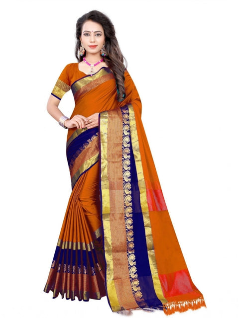 Women's Jacquard Woven Saree With Unstitched Blouse 5.5Mtr (Multicolor)