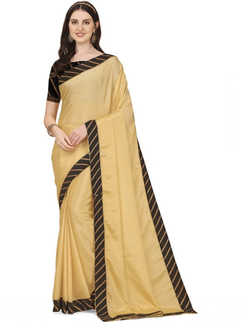Women's Chiffon Self Design Saree With Unstitched Blouse 5.5Mtr (Yellow)