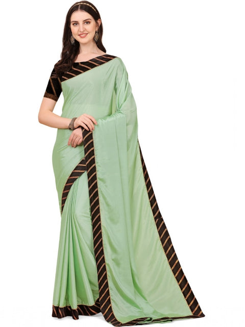Women's Chiffon Self Design Saree With Unstitched Blouse 5.5Mtr (Light Green)