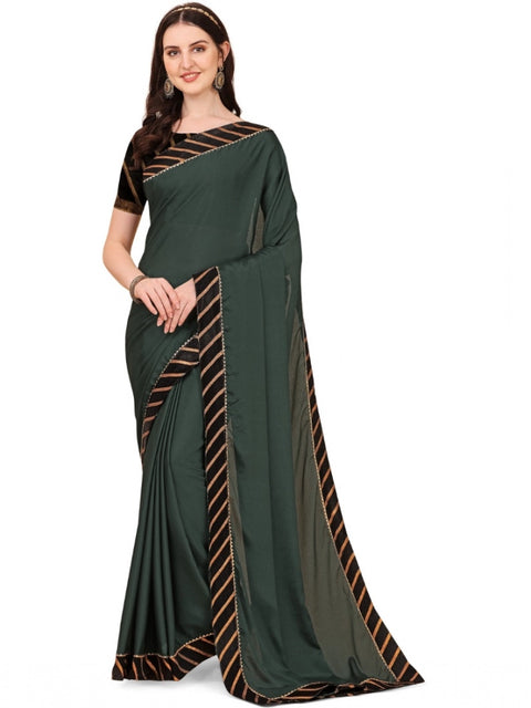 Women's Chiffon Self Design Saree With Unstitched Blouse 5.5Mtr (Grey)