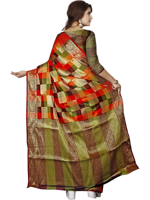 Women's Jacquard Woven Saree With Unstitched Blouse 5.5Mtr (Multicolor)