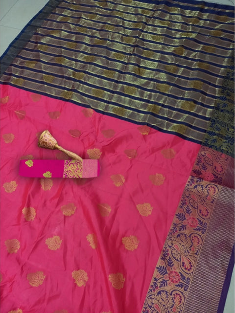 Women's Silk Blend Woven Saree With Unstitched Blouse 5.5Mtr (Multicolor)