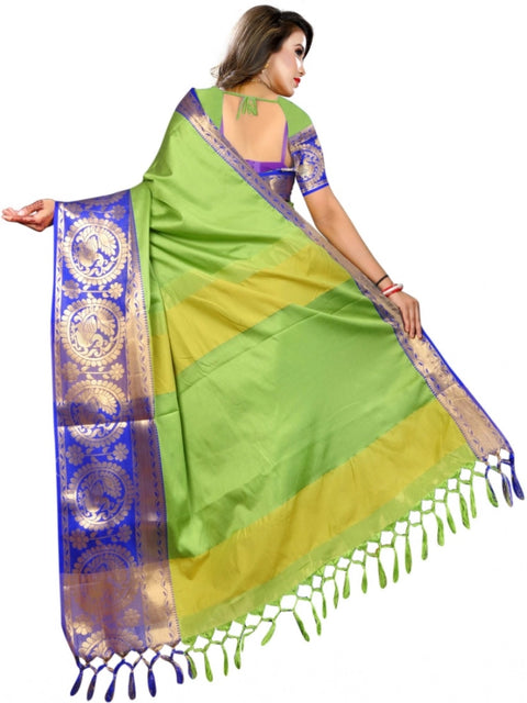 Women's Jacquard Woven Saree With Unstitched Blouse 5.5Mtr (Green)