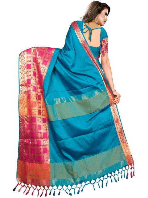 Women's Jacquard Woven Saree With Unstitched Blouse 5.5Mtr (Multicolor)
