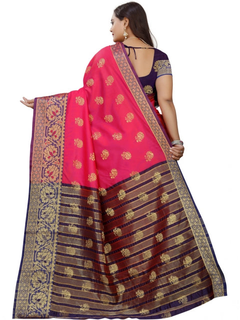 Women's Silk Blend Woven Saree With Unstitched Blouse 5.5Mtr (Multicolor)
