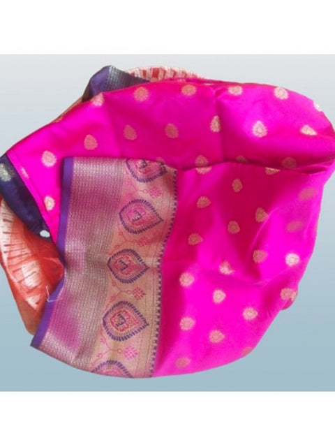 Women's Silk Blend Woven Saree With Unstitched Blouse 5.5Mtr (Pink)
