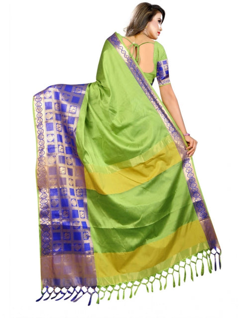 Women's Jacquard Woven Saree With Unstitched Blouse 5.5Mtr (Green)