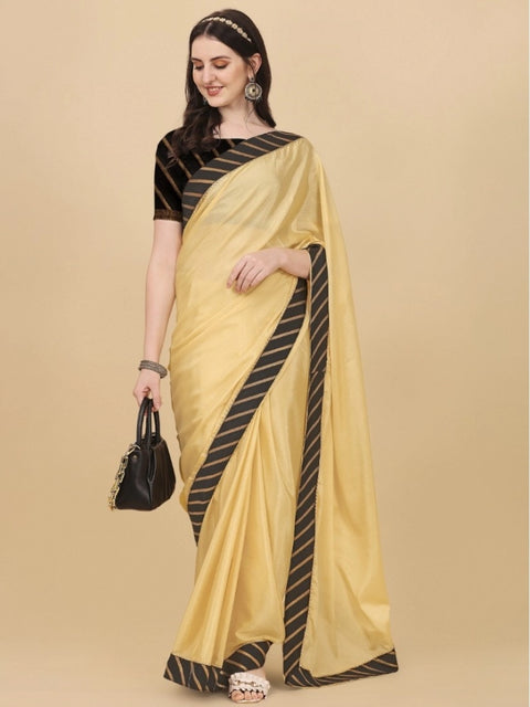 Women's Chiffon Self Design Saree With Unstitched Blouse 5.5Mtr (Yellow)