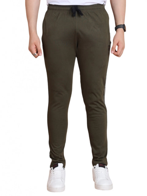 Generic Men's Casual Cotton Striped Full Length Track Pant (olive)