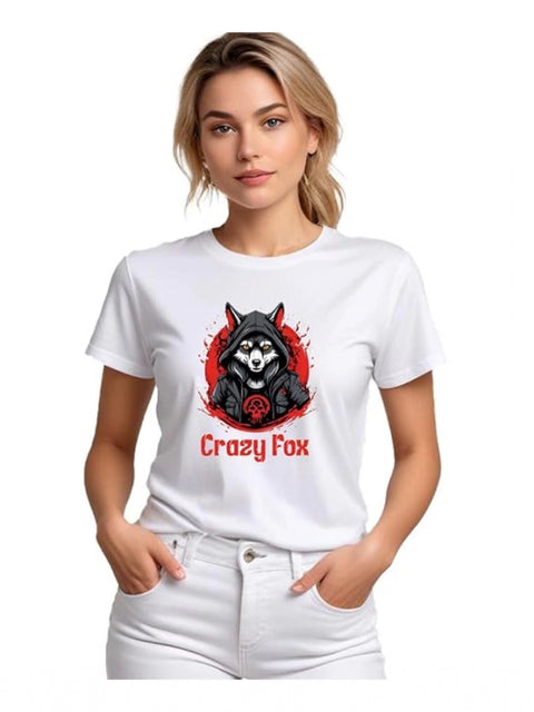 Generic Women's Polyester Solid Printed Round Neck Half Sleeve T-shirt (White)
