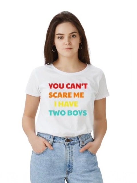 Generic Women's Polyester Solid Printed Round Neck Half Sleeve T-shirt (White)
