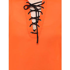 Generic Women's Polyester Solid Long Sleeves Regular Top (Orange)