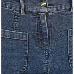 Generic Women's Denim Front Pocket Buttoned Skirt (Blue)