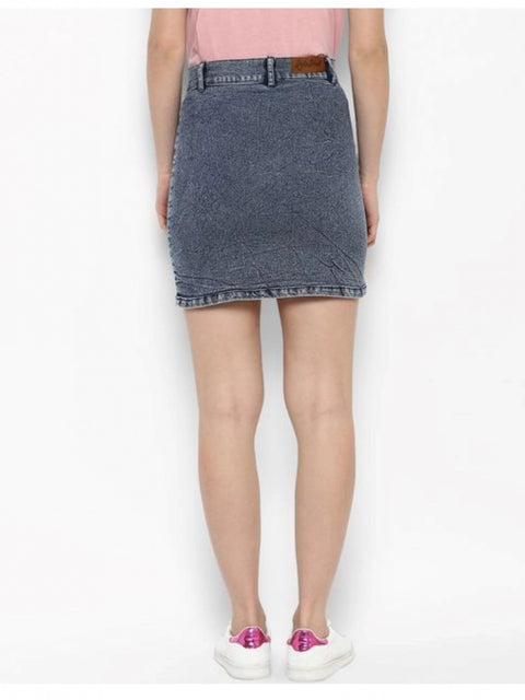 Generic Women's Denim Tie Up Buttoned Skirt (Blue)