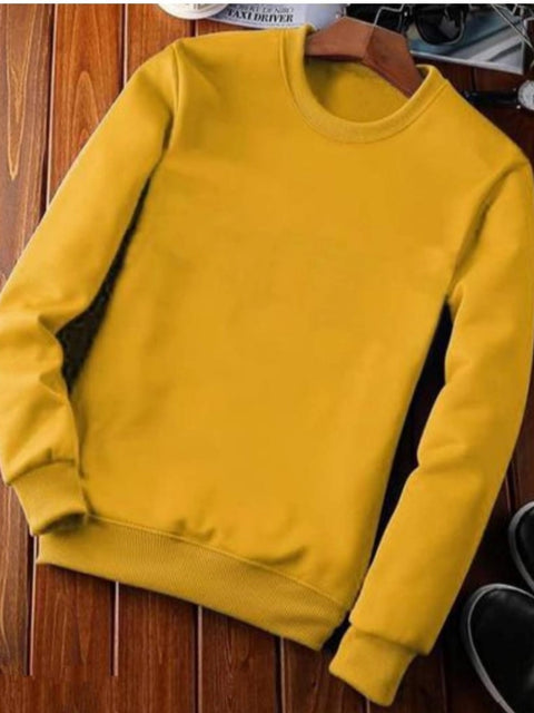 Generic Men's Casual Fleece Solid Round Neck Long Sleeves Sweatshirt (Orange)