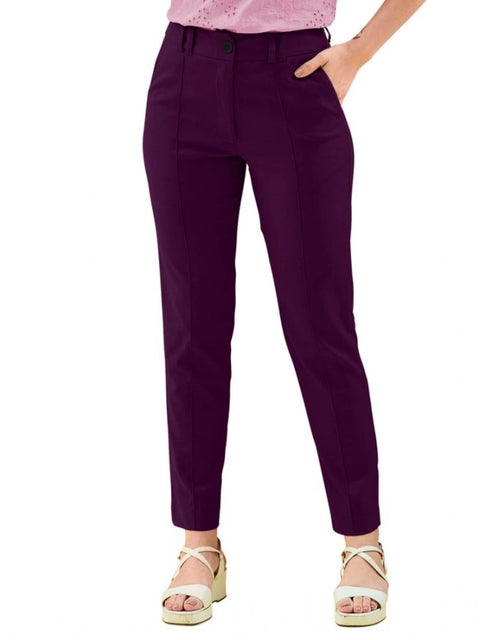 Generic Women's Polyester Solid With Pocket Pant (Wine)