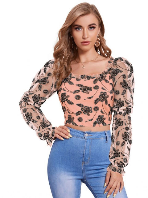 Generic Women's Polyester Solid Full Sleeves Square Collar Top (Peach)