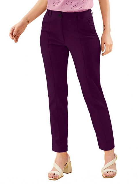 Generic Women's Polyester Solid With Pocket Pant (Wine)