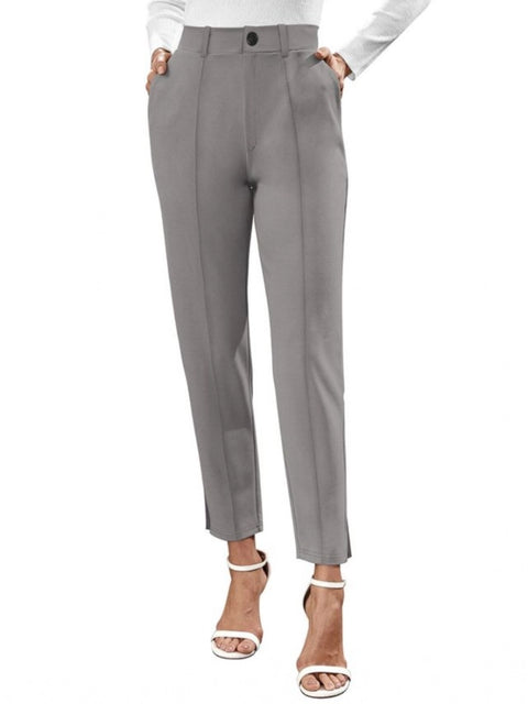 Generic Women's Polyester Solid With Pocket Pant (Grey)