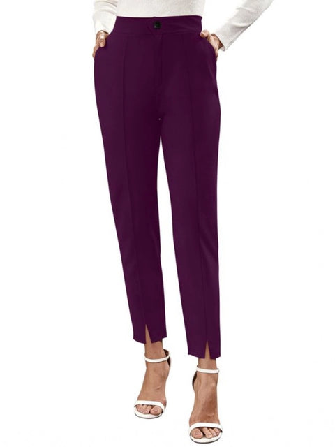 Generic Women's Polyester Solid With Pocket Pant (Wine)