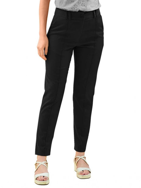 Generic Women's Polyester Solid With Pocket Pant (Black)