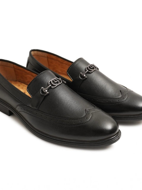 Generic Men's Casual Faux Leather Solid Slip-on Formal Shoes (Black)
