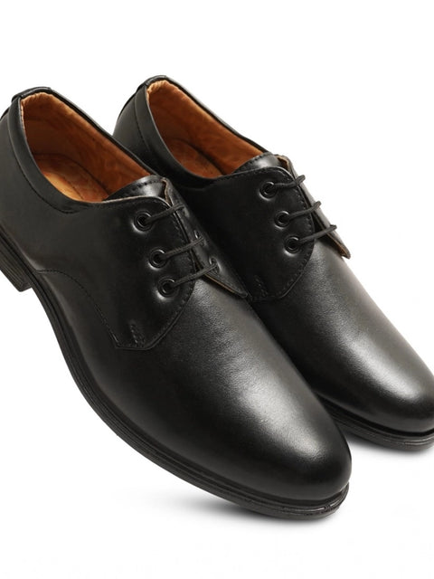 Generic Men's Casual Faux Leather Solid Lace-Up Formal Shoes (Black)