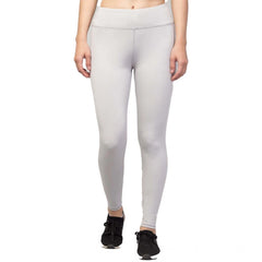 Generic Women's Polyester Solid Ankle Length High-Rise Tights (Light Grey)