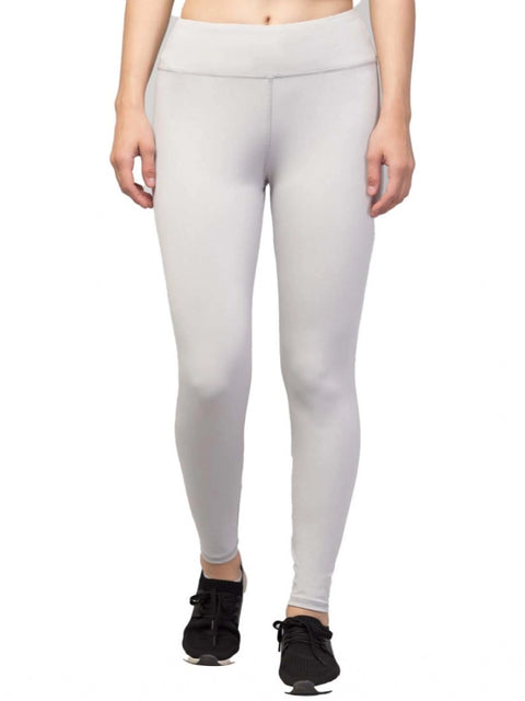 Generic Women's Polyester Solid Ankle Length High-Rise Tights (Light Grey)