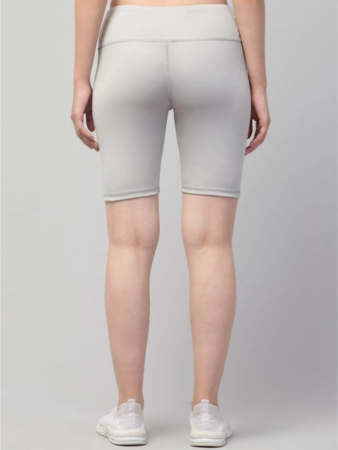 Generic Women's Polyester Solid Above Knee High-Rise Shorts (Grey)