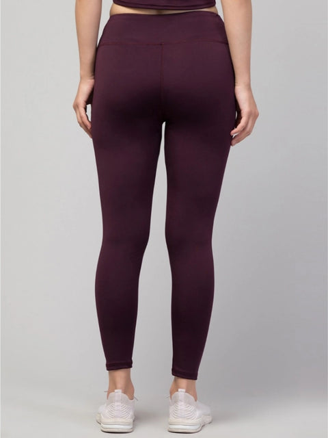 Generic Women's Polyester Solid Ankle Length High-Rise Tights (Purple)