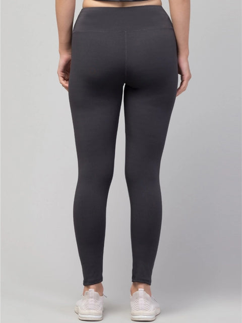 Generic Women's Polyester Solid Ankle Length High-Rise Tights (Grey)