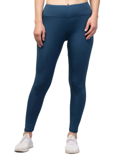 Generic Women's Polyester Solid Ankle Length High-Rise Tights (Teal)