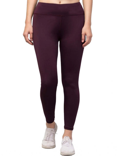 Generic Women's Polyester Solid Ankle Length High-Rise Tights (Purple)