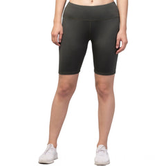 Generic Women's Polyester Solid Above Knee High-Rise Shorts (Green)