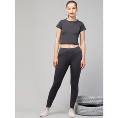 Generic Women's Polyester Solid Ankle Length High-Rise Tights (Grey)
