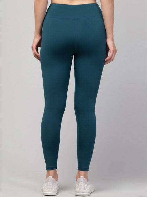 Generic Women's Polyester Solid Ankle Length High-Rise Tights (Green)