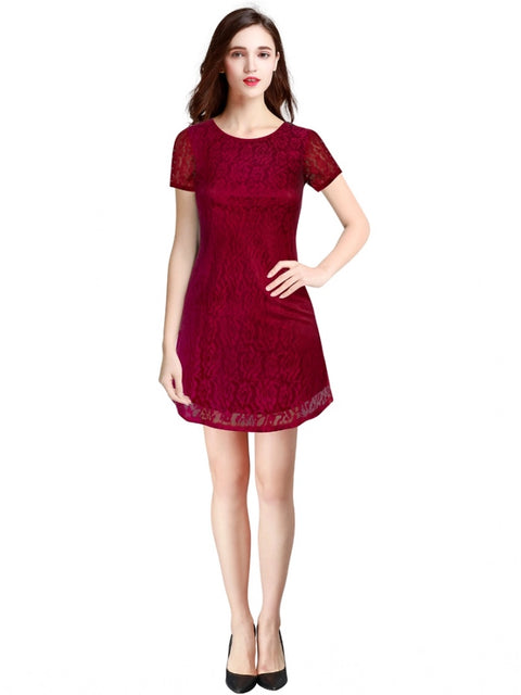 Generic Women's Rasal Solid Round Neck Cap Sleeve Dress (Maroon)