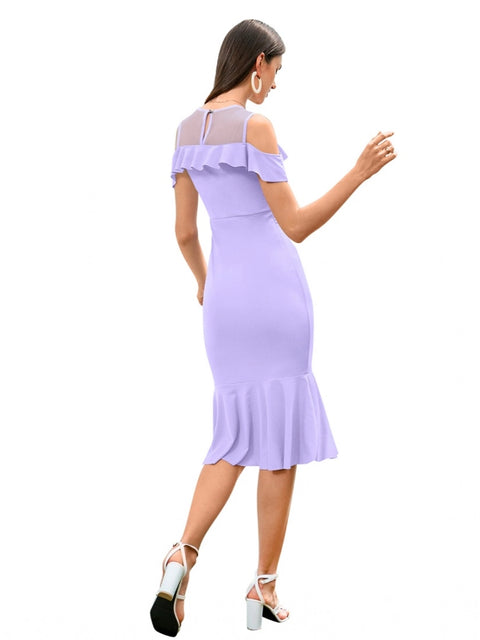 Generic Women's Knitting stretchable Solid Round Neck Sleeveless Dress (Purple)