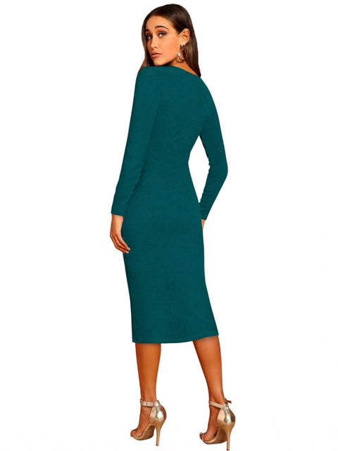 Generic Women's Knitting stretchable Round Neck Full Sleeve Dress (Morpich )