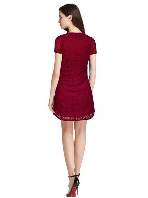 Generic Women's Rasal Solid Round Neck Cap Sleeve Dress (Maroon)