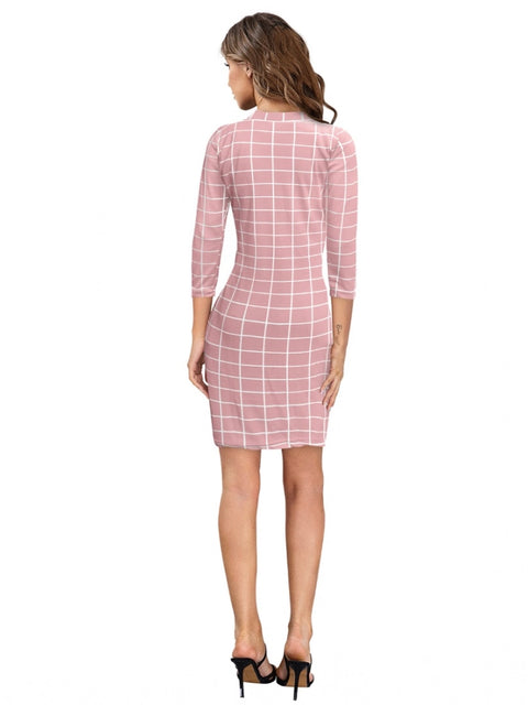 Generic Women's Polyester Solid High Neck Full Sleeve Dress (Peach)