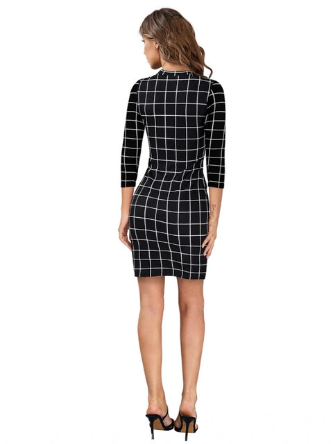 Generic Women's Polyester Solid High Neck Full Sleeve Dress (Black)