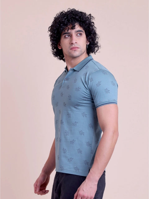 Generic Men's Casual Cotton Printed Half Sleeve Round Neck T-Shirt (Green)