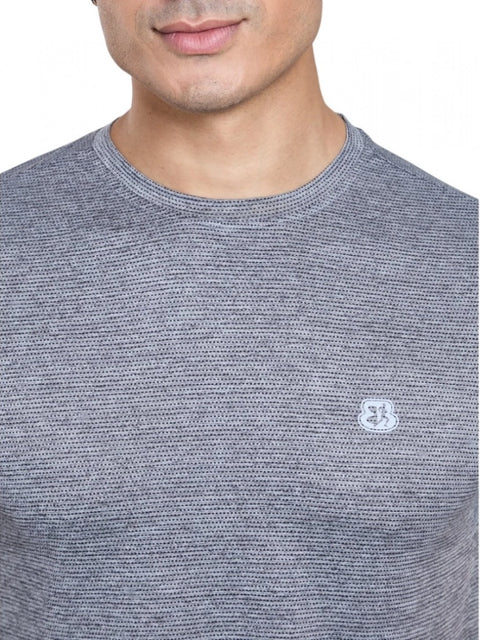 Generic Men's Casual Nylon Solid Half Sleeve Round Neck T-Shirt (Black)