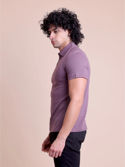 Generic Men's Casual Cotton Solid Half Sleeve Polo Neck T-Shirt (Berry)