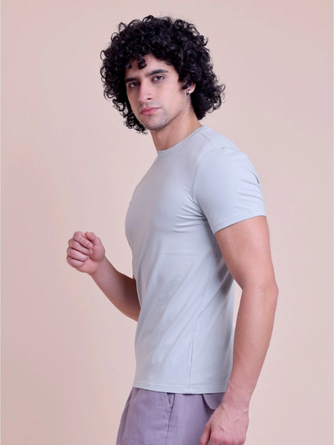Generic Men's Casual Cotton Solid Half Sleeve Round Neck T-Shirt (Grey)