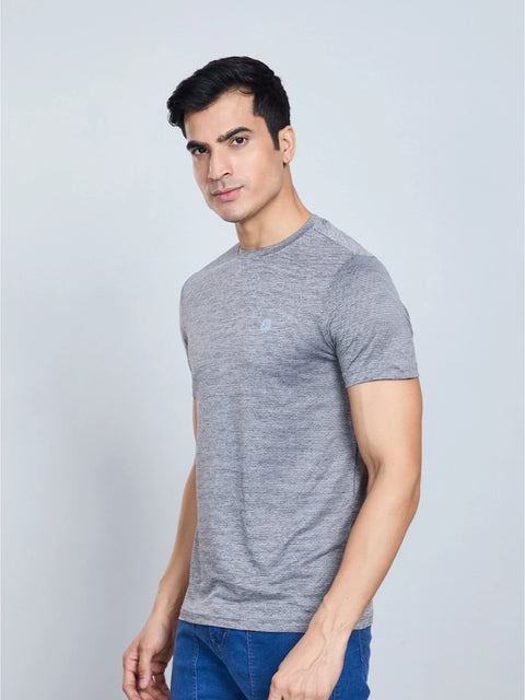 Generic Men's Casual Nylon Solid Half Sleeve Round Neck T-Shirt (Black)