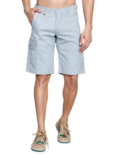 Generic Men's Casual Cotton Solid Knee Length Cargo Shorts (Grey)