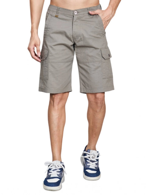 Generic Men's Casual Cotton Solid Knee Length Cargo Shorts (DarkGrey)